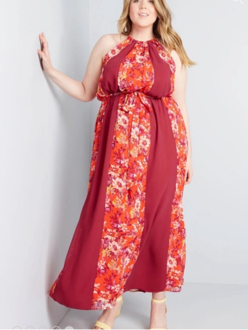 ModCloth Floral Halter Maxi Dress
